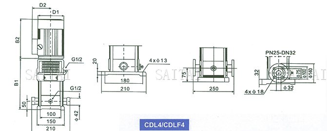 CDL4/ CDLF4系列多級泵安裝尺寸