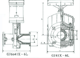 GJ6B41×-6L常閉型氣動管夾閥 GJ41×-6L管夾閥總裝圖