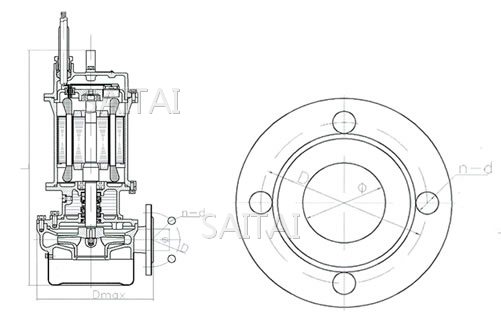 QXF25-9-1.1型全不銹鋼潛水電泵外形尺寸圖