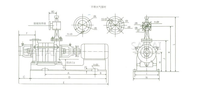 2SK-1.5P1兩級水環(huán)真空泵外形及安裝尺寸圖